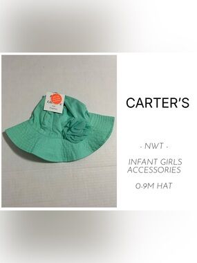 CARTER’S - 0/9M - NWT - INFANT GIRLS  TEAL BLUE FLORAL BUCKET / SUN HAT